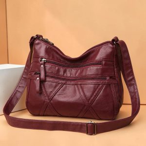 Multi Layer Crossbody Bag ( Maroon )